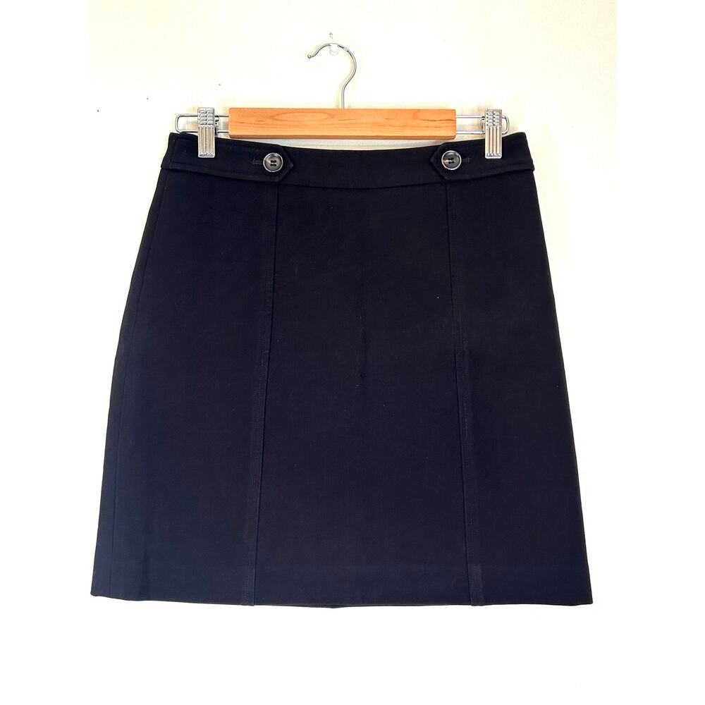 Ann Taylor Loft Black A-Line/Straight Mini Skirt-Size 0-Career/Casual buttons